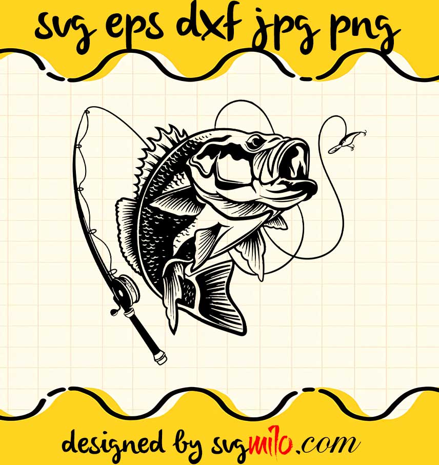 Bass Fishing Svg, cut file for cricut silhouette machine make craft handmade - SVGMILO