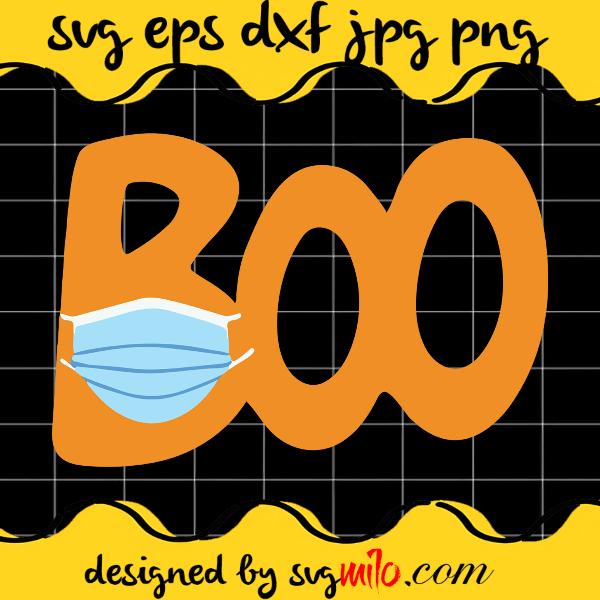 Boo Orange Text And Blue Mask Onesie SVG Cut Files For Cricut Silhouette,Premium Quality SVG - SVGMILO