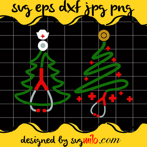 Christmas Nurse Stethoscope Cuttable SVG, Christmas SVG, Nurse SVG, EPS, PNG, DXF, Premium Quality - SVGMILO