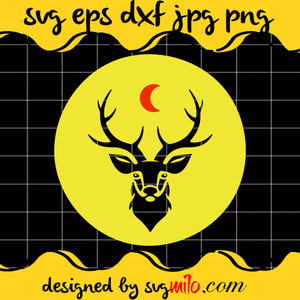 Deer SVG, Antlers SVG, Moon SVG, Lunar SVG, Deer Head SVG, EPS, PNG, DXF, Premium Quality - SVGMILO