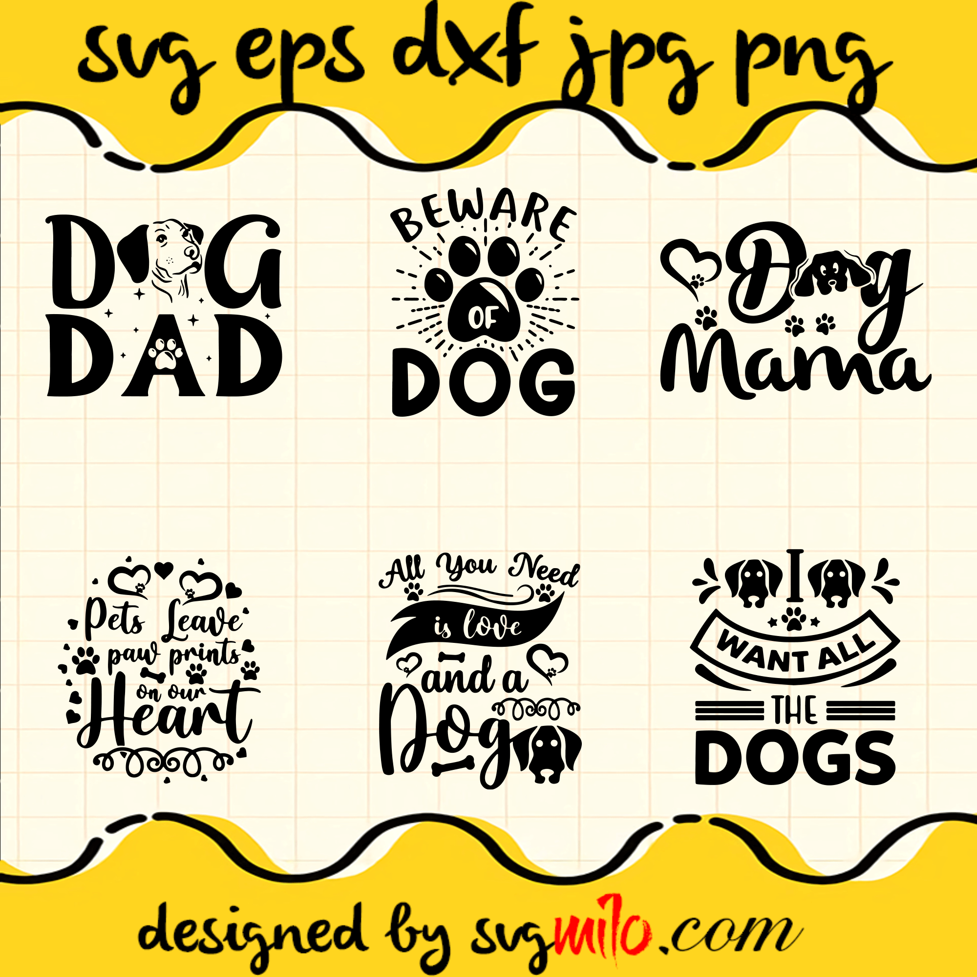 Dog SVG, Bundle SVG, EPS, PNG, DXF, Premium Quality - SVGMILO