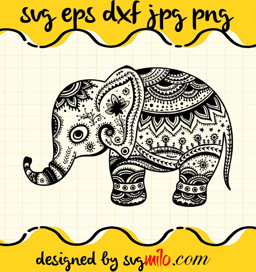 Elephant Mandala cut file for cricut silhouette machine make craft handmade - SVGMILO