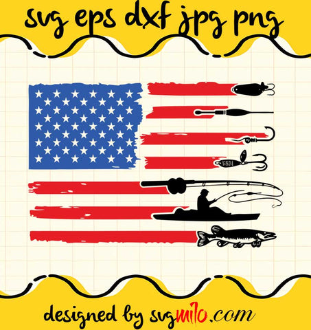 Fishing USA Flag cut file for cricut silhouette machine make craft handmade - SVGMILO