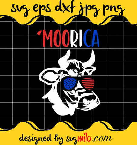Funny 4th Of July Cow Merica Morica American Flag cut file for cricut silhouette machine make craft handmade - SVGMILO