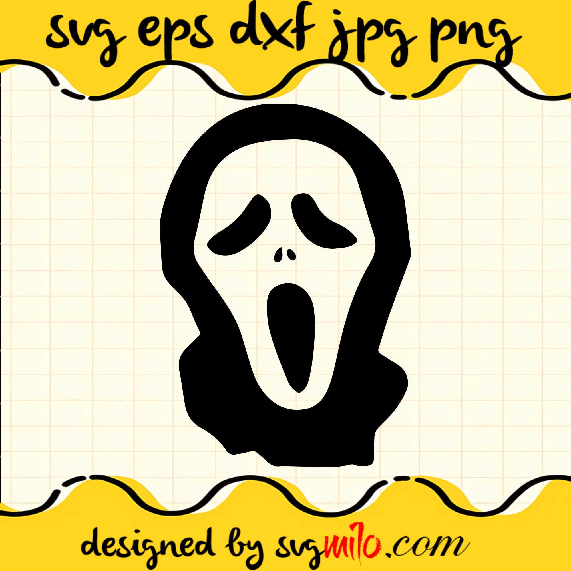 Ghost Face SVG, Halloween SVG, EPS, PNG, DXF, Premium Quality - SVGMILO