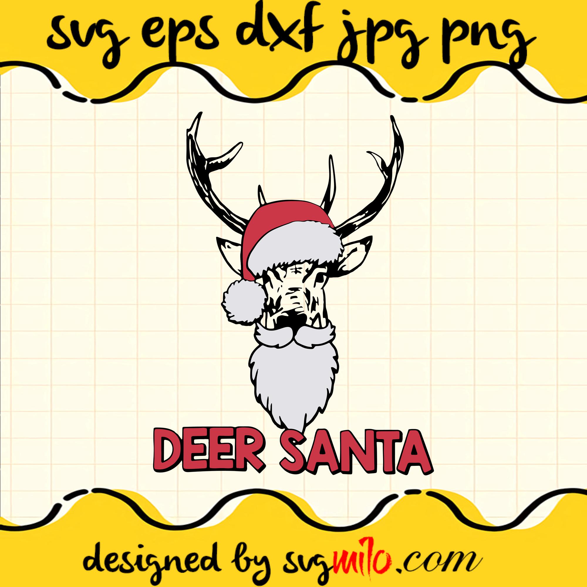 Gray Deer Santa SVG, Christmas SVG, EPS, PNG, DXF, Premium Quality - SVGMILO