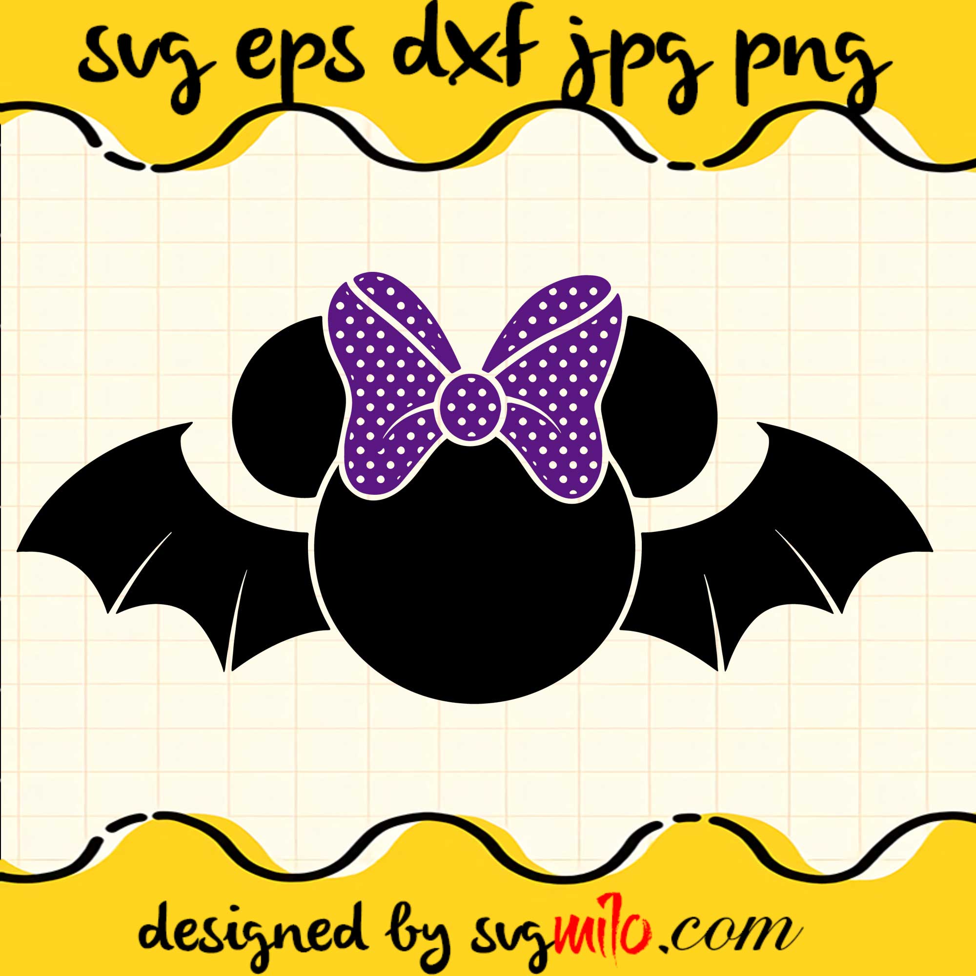 Halloween Bat Mouse Bat Minnie SVG PNG DXF EPS Cut Files For Cricut Silhouette,Premium quality SVG - SVGMILO