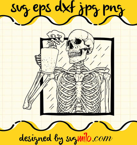 Halloween Coffee Drinking Skeleton Skull File SVG Cricut cut file, Silhouette cutting file,Premium quality SVG - SVGMILO