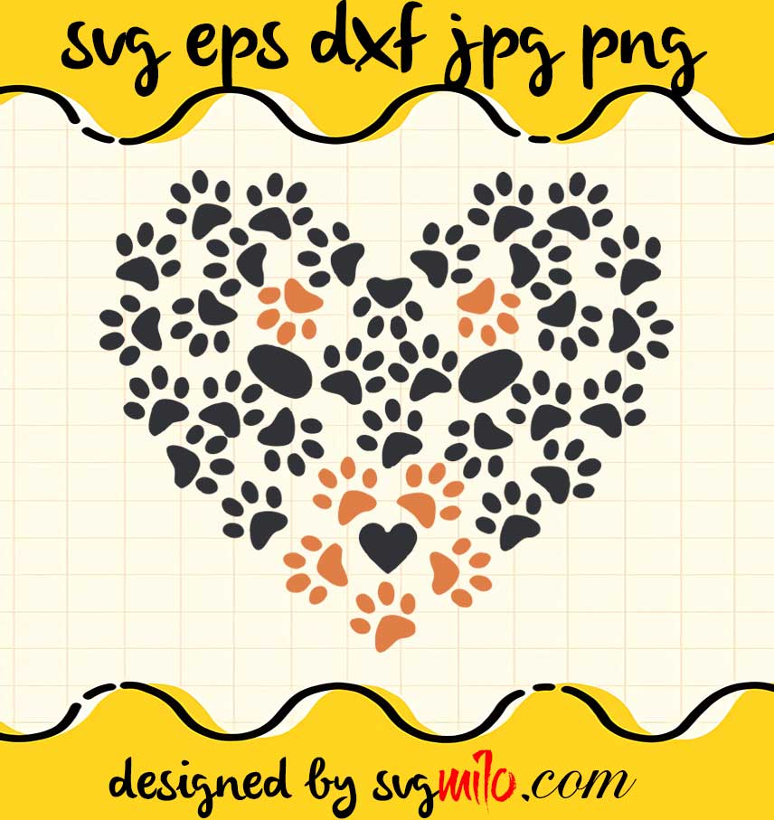 Heart Shape Paw Print Black and Brown Dog Valentines Day cut file for cricut silhouette machine make craft handmade 2021 - SVGMILO