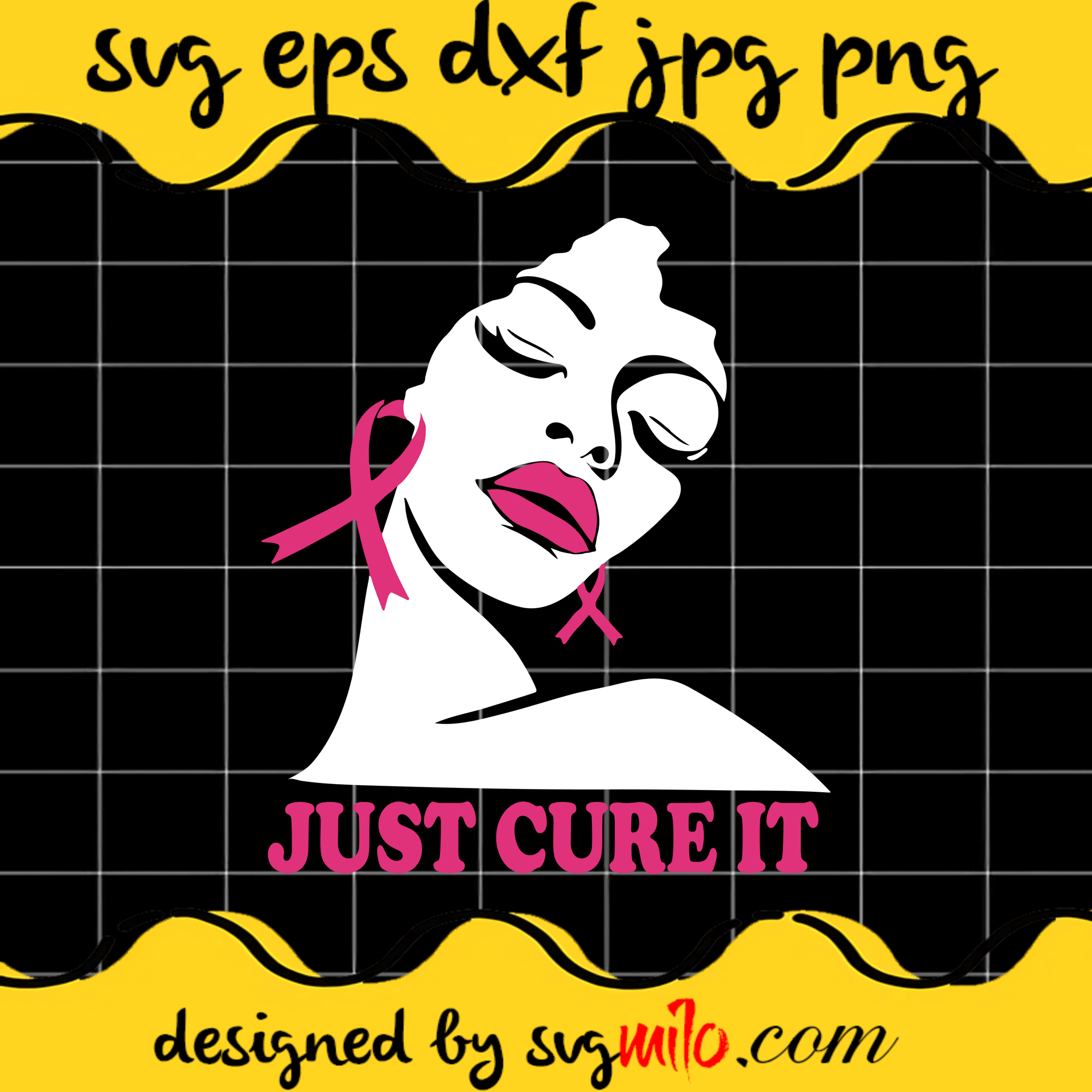 Just Cure It Afro Woman SVG, Breast Cancer SVG, EPS, PNG, DXF, Premium Quality - SVGMILO