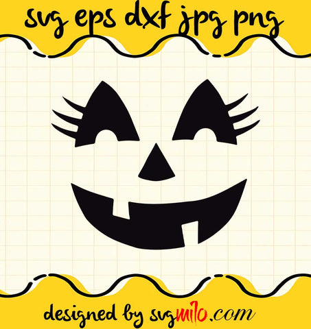 Ladies Pumpkin JackOlantern With Eye Lashes File SVG Cricut cut file, Silhouette cutting file,Premium quality SVG - SVGMILO