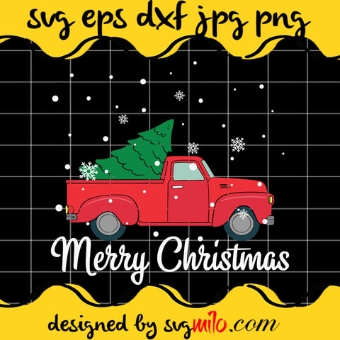 Merry Christmas Red Truck Christmas Cricut cut file, Silhouette cutting file,Premium Quality SVG - SVGMILO