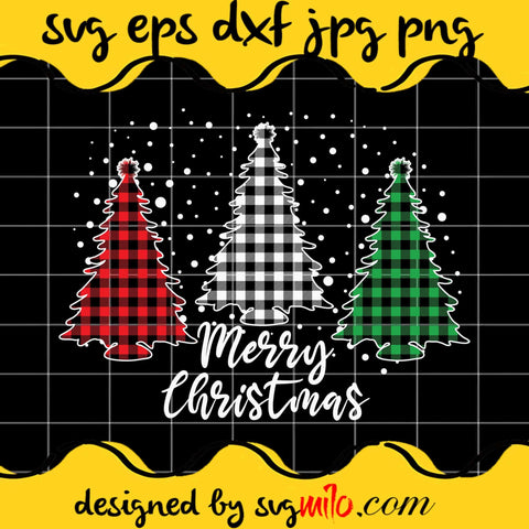 Merry Christmas Trees Plaid Red Cricut cut file, Silhouette cutting file,Premium Quality SVG - SVGMILO