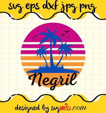 Negril Jamaica Sunset Palm Treses cut file for cricut silhouette machine make craft handmade - SVGMILO