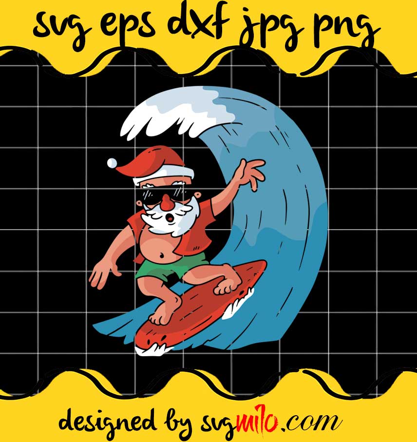 Santa Surfung Christmas File SVG Cricut cut file, Silhouette cutting file,Premium quality SVG - SVGMILO
