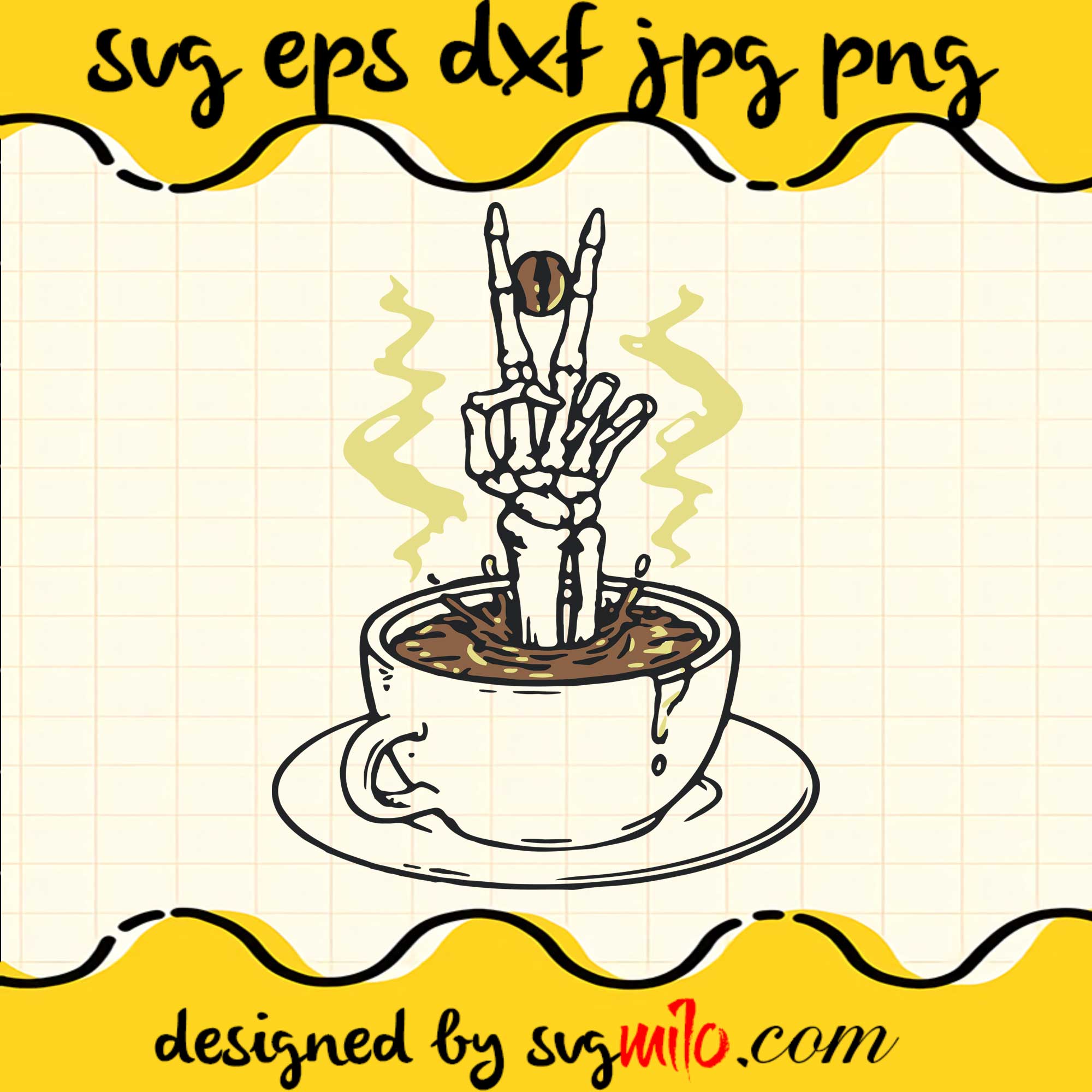 Skeleton Coffee Halloween SVG Cut Files For Cricut Silhouette,Premium Quality SVG - SVGMILO