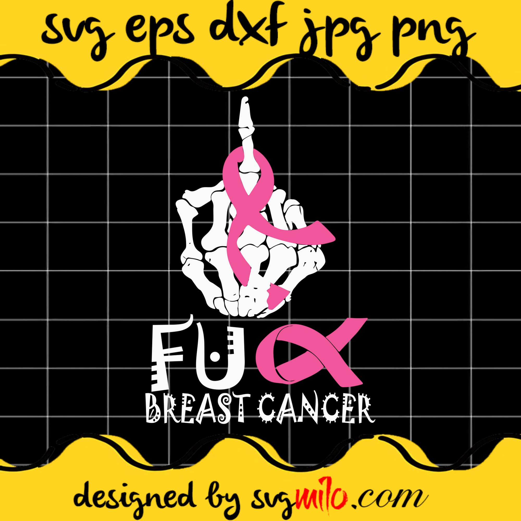 Skeleton Hand Fuck Breast Cancer SVG Cut Files For Cricut