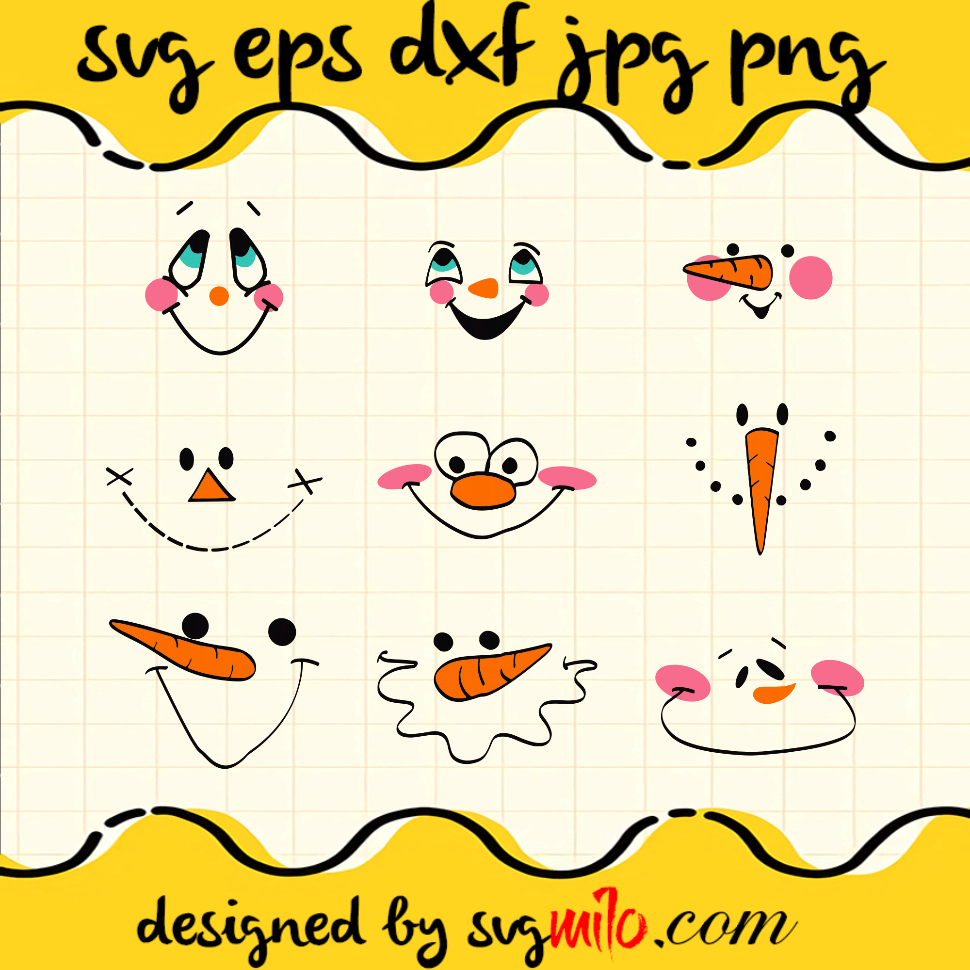 Snowman Face SVG, Snowman SVG, Christmas SVG, EPS, PNG, DXF, Premium Quality - SVGMILO