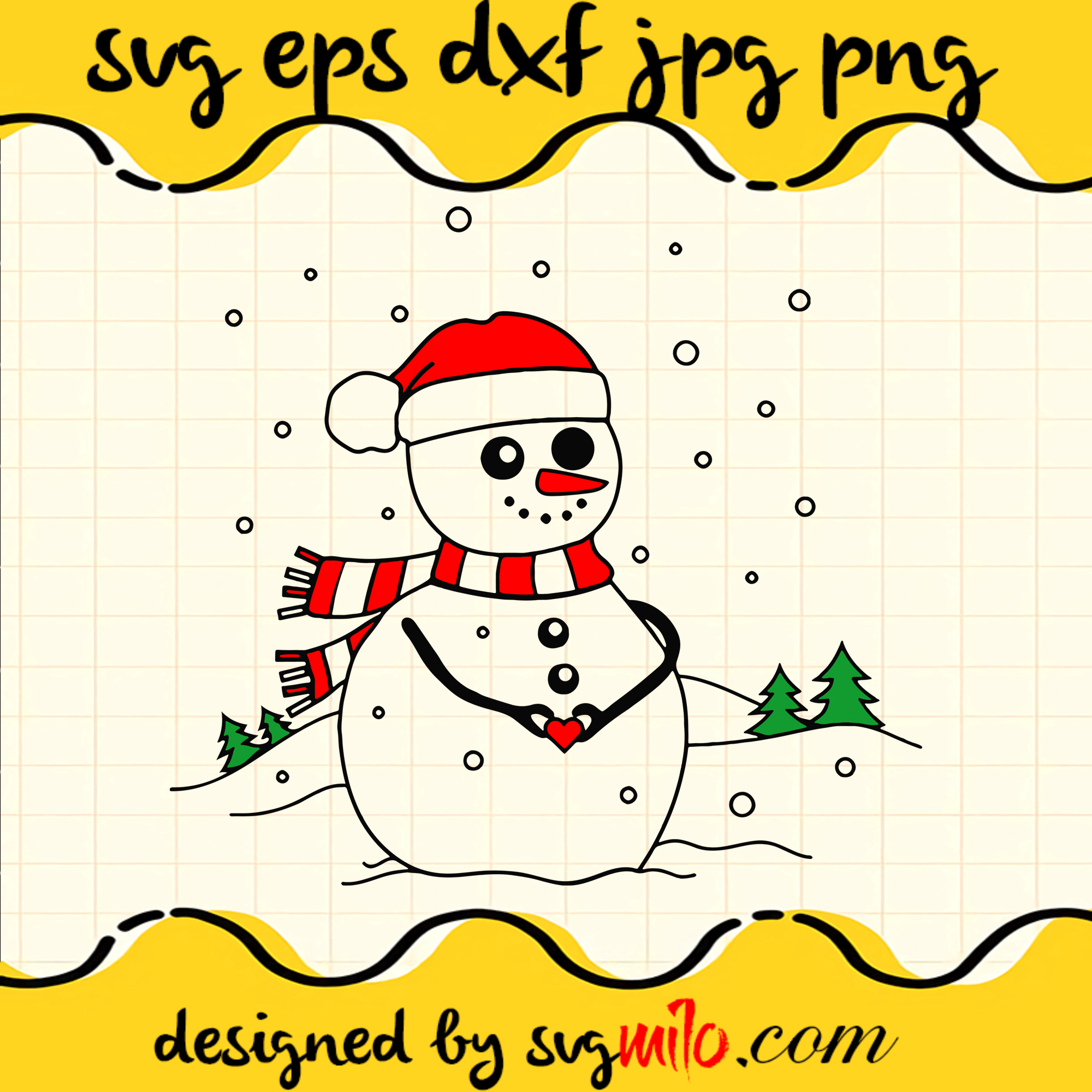 Snowman SVG, Christmas SVG, EPS, PNG, DXF, Premium Quality - SVGMILO