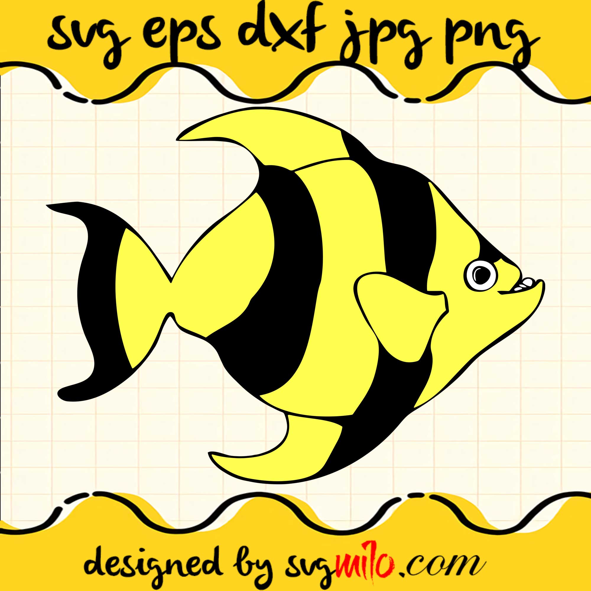 Striped Tropical Fish File SVG Cricut cut file, Silhouette cutting file,Premium quality SVG - SVGMILO