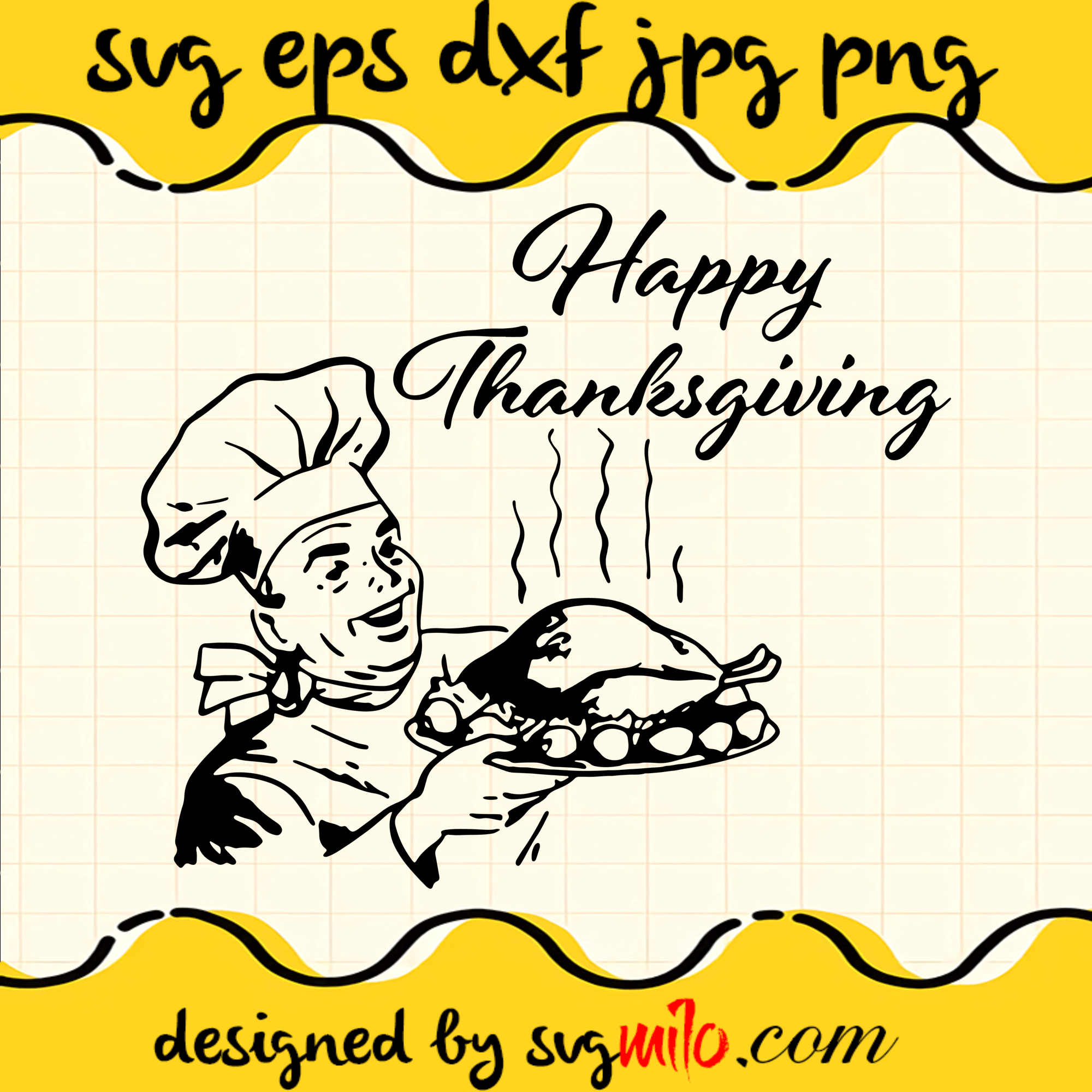 Thanksgiving Turkey Chef Tee SVG, Happy Thanksging SVG, Thanksgiving SVG, EPS, PNG, DXF, Premium Quality - SVGMILO