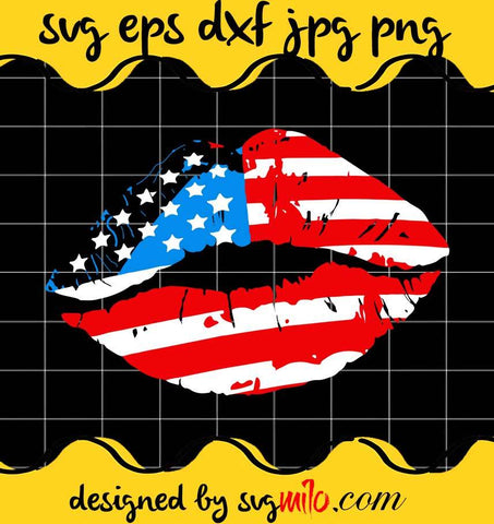 Vintage American Flag Lips 4th Of July Patriotic USA Day cut file for cricut silhouette machine make craft handmade - SVGMILO