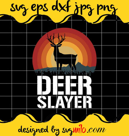 Vintage Sunset Retro Style Deer Hunter Deer Hunting cut file for cricut silhouette machine make craft handmade - SVGMILO